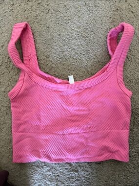 Nikibiki Ribbed Pink Scoop Crop Tank